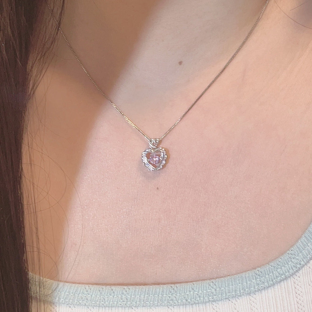 925 sterling silver heart pendant necklace - silvery
