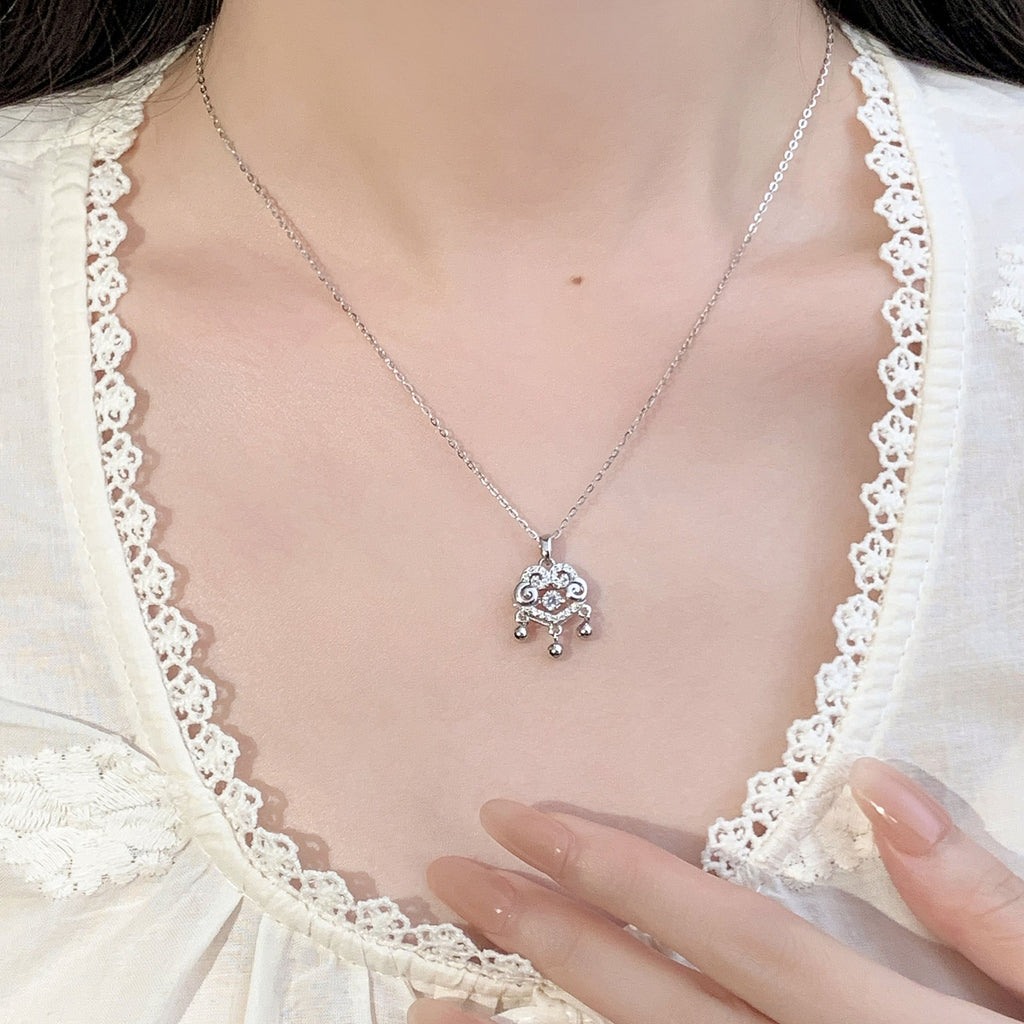 S925 sterling silver  pendant necklace - silvery