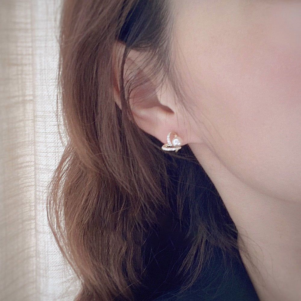 S925 pure silver heart set with super sparkling zircon earrings