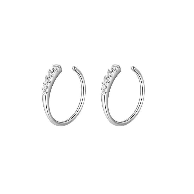 925 sterling silver inlaid zircon earrings - silvery