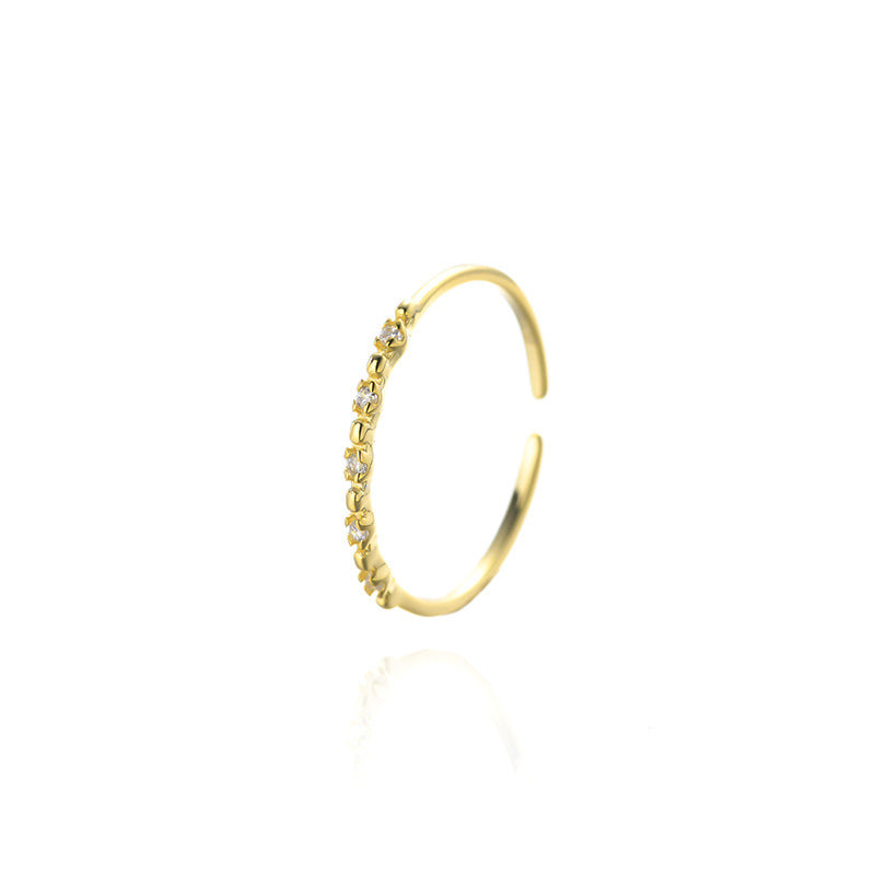 925 sterling silver inlaid sparkling zirconium open ring