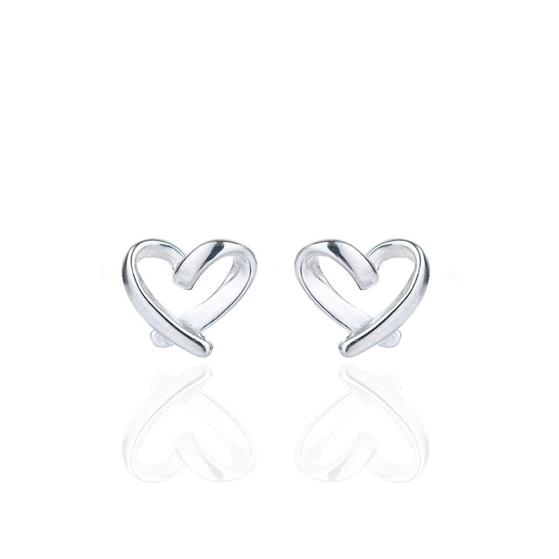 925 sterling silver heart-shaped earrings - silvery