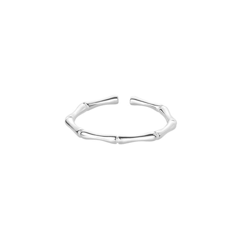 S925 Pure Silver Bamboo Knot Open Ring