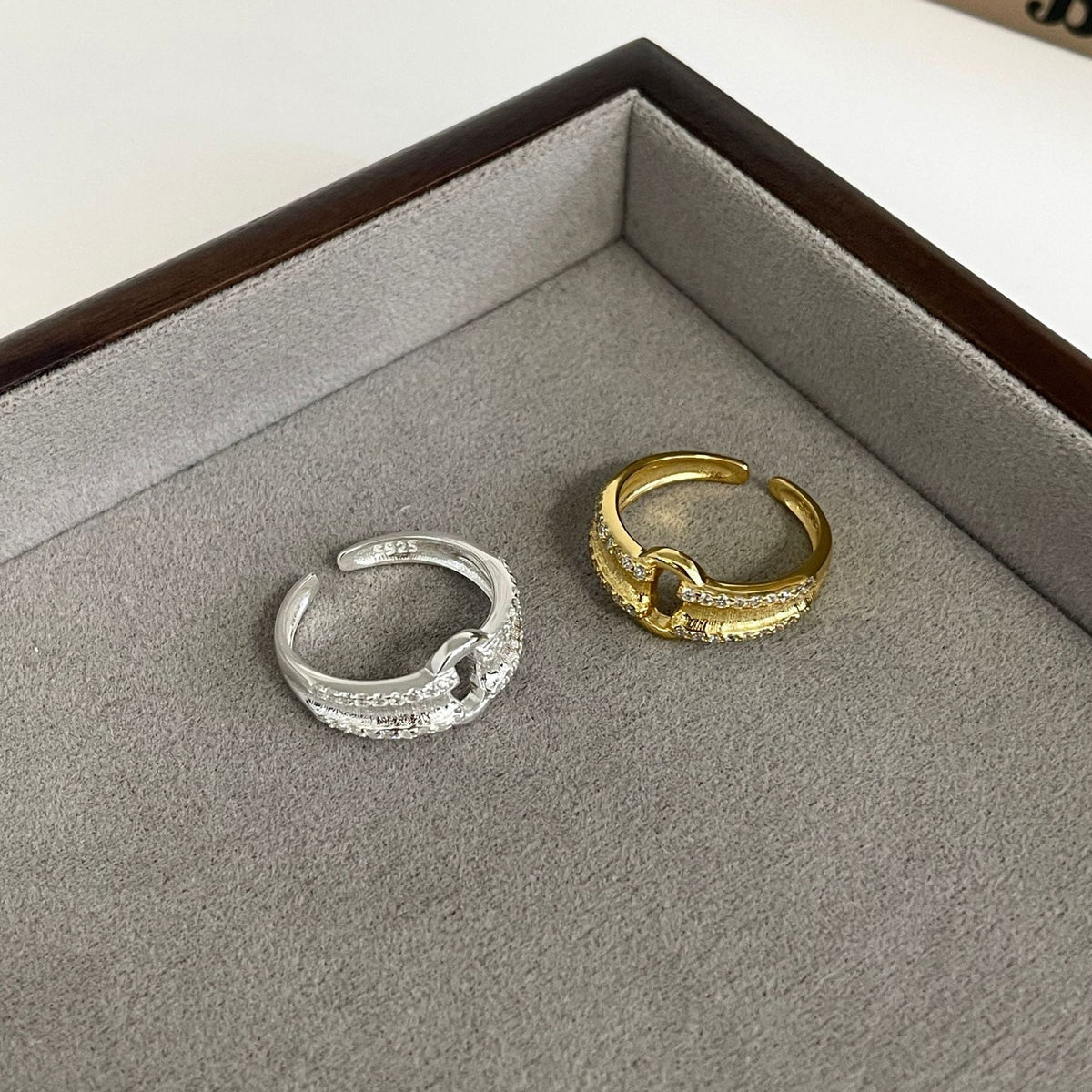 S925 sterling silver ring, retro heavy-duty O-shaped locking ring