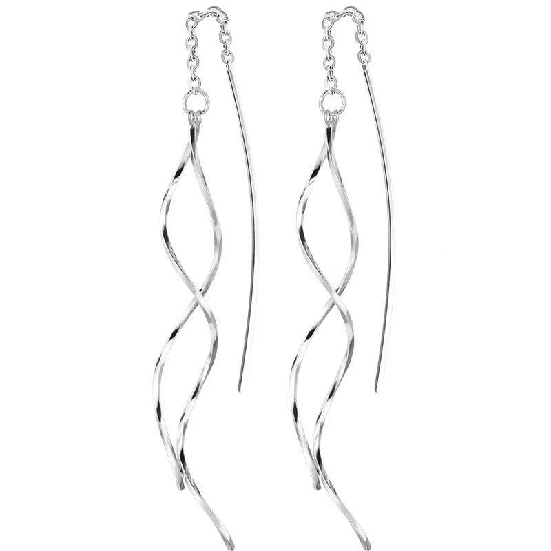 925 sterling silver long ear line - silvery