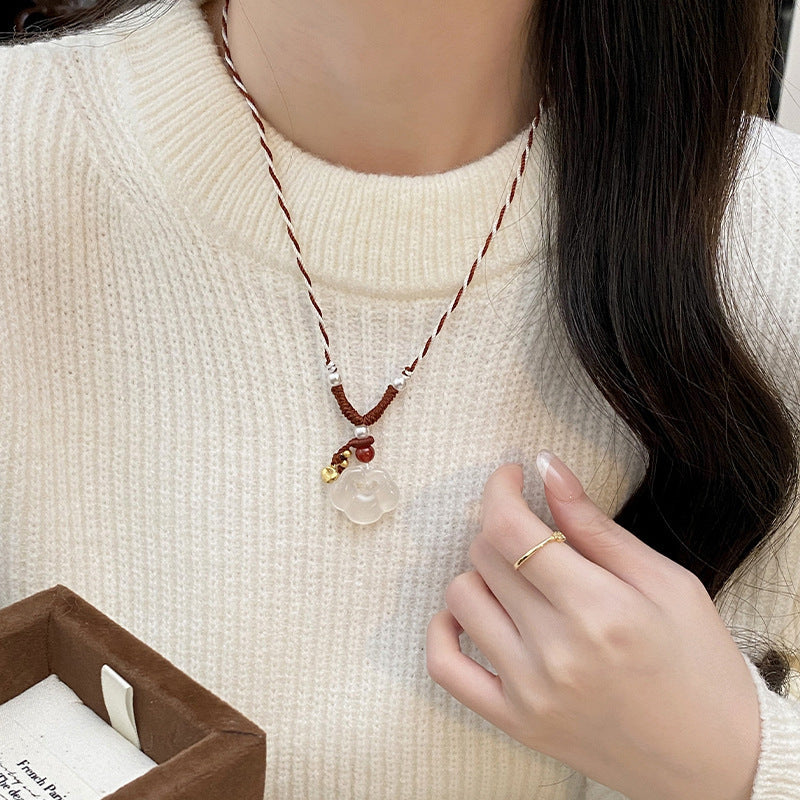Xiangyun Lock Pendant Handmade Rope Necklace