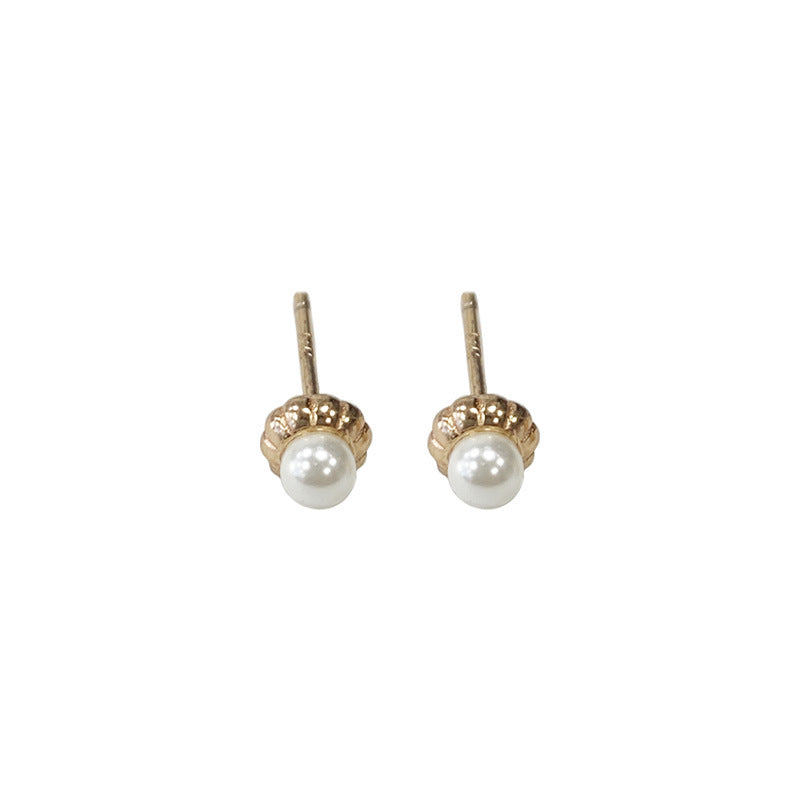 925 sterling silver vintage pearl earrings - champagne golden