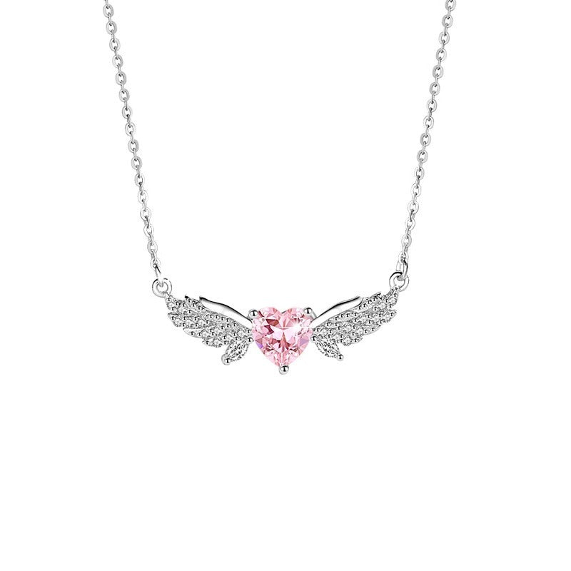 925 sterling silver angel wing pendant necklace - silvery