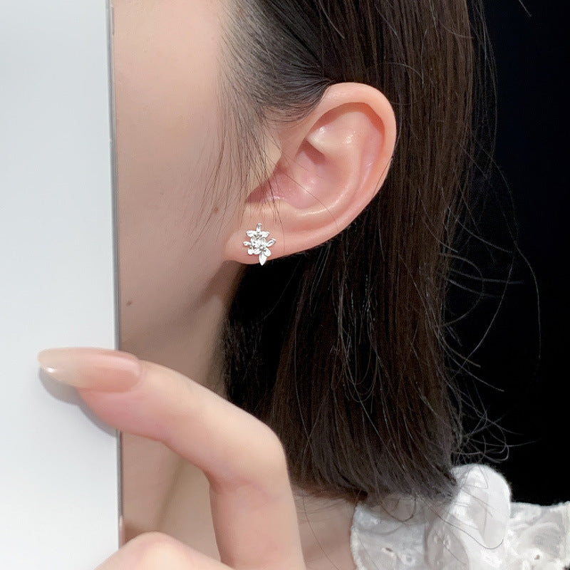 S925 sterling silver flower earrings