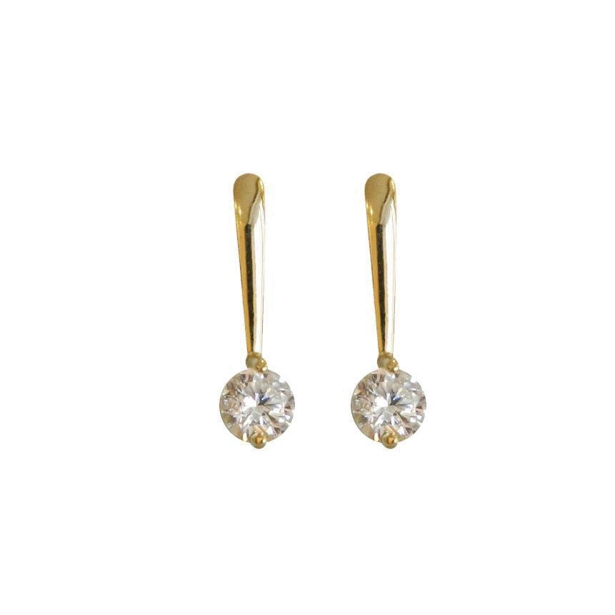 S925 Silver Sparkling Zirconia Earrings - Golden