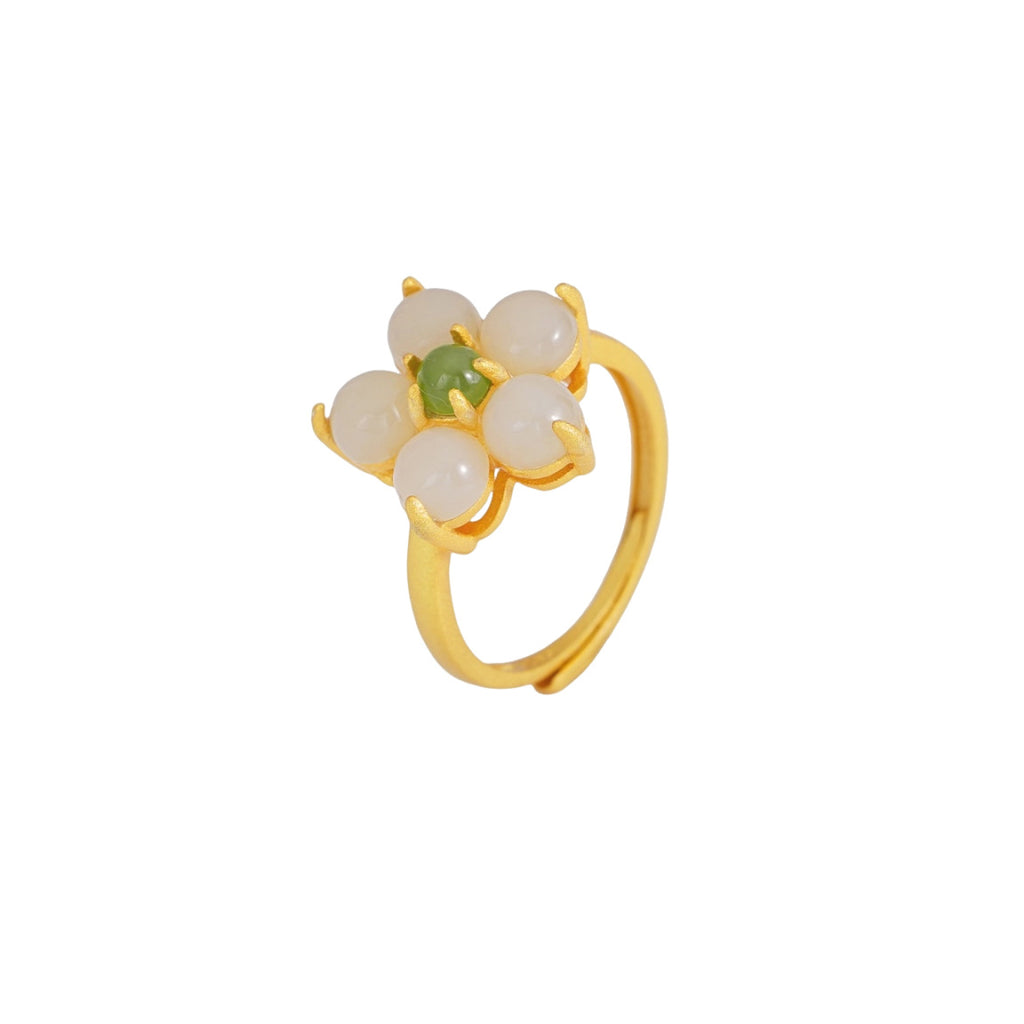 925 sterling silver flower ring - golden
