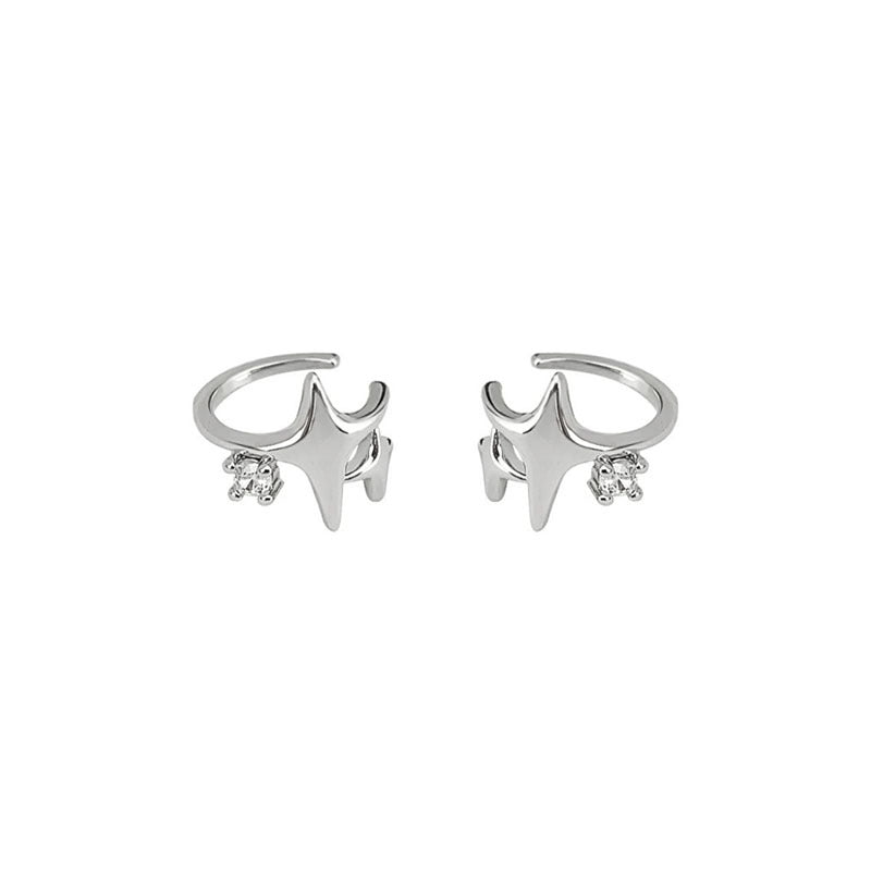 925 sterling silver star ear clip - silvery