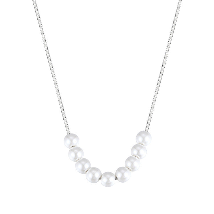 925 sterling silver imitation pearl necklace
