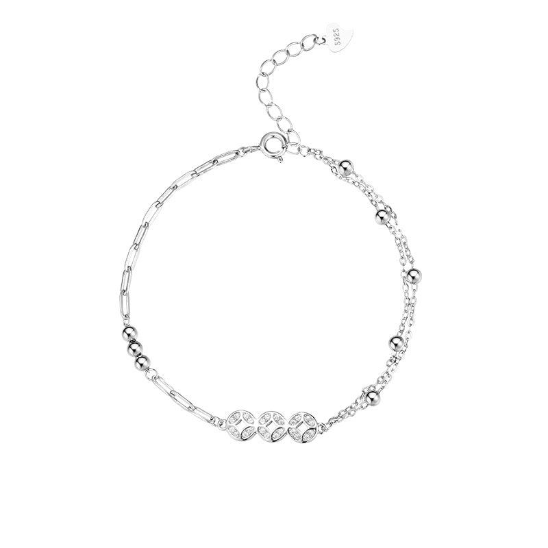 925 pure silver coin pendant, paired with zircon bracelet