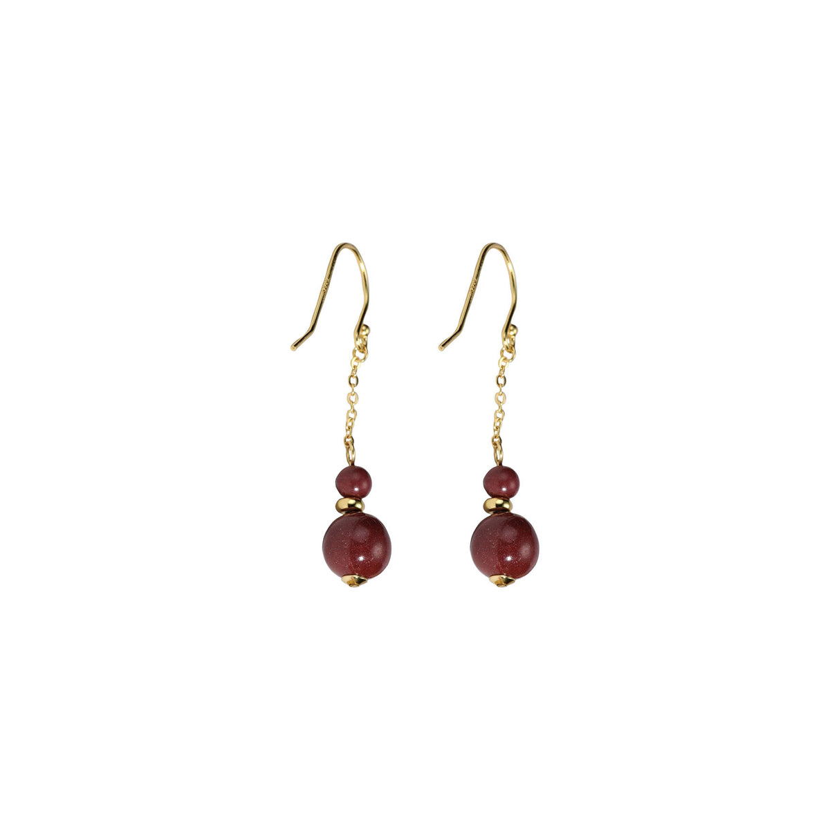 925 sterling silver cinnabar earrings - golden