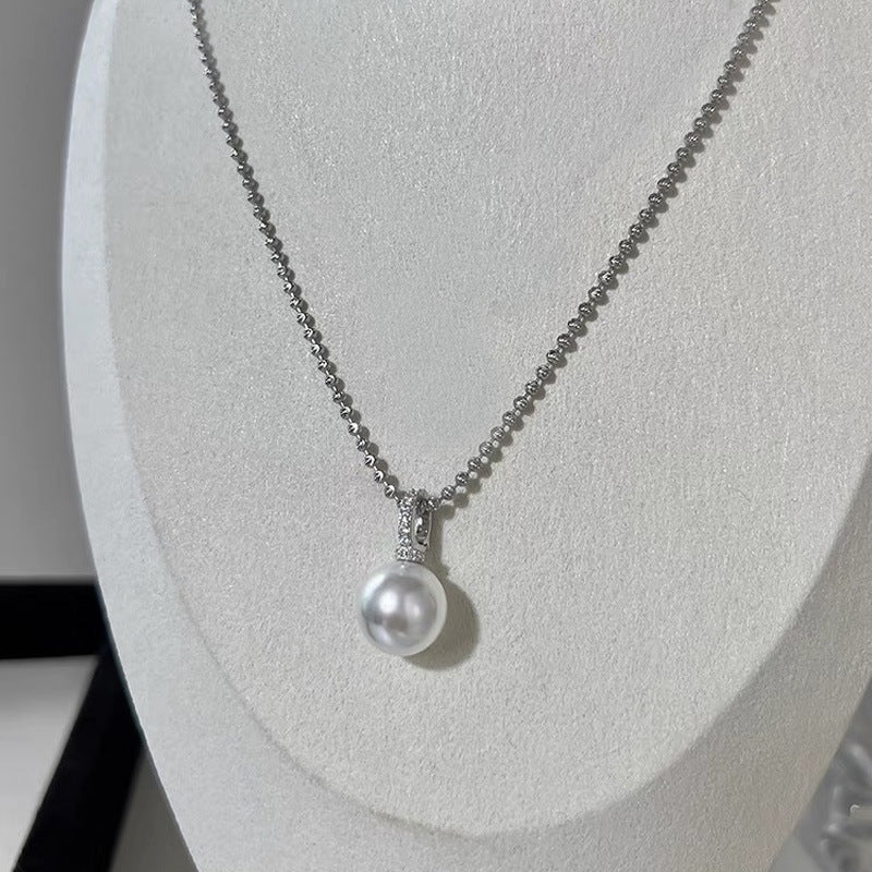 925 sterling silver pearl pendant necklace - silvery