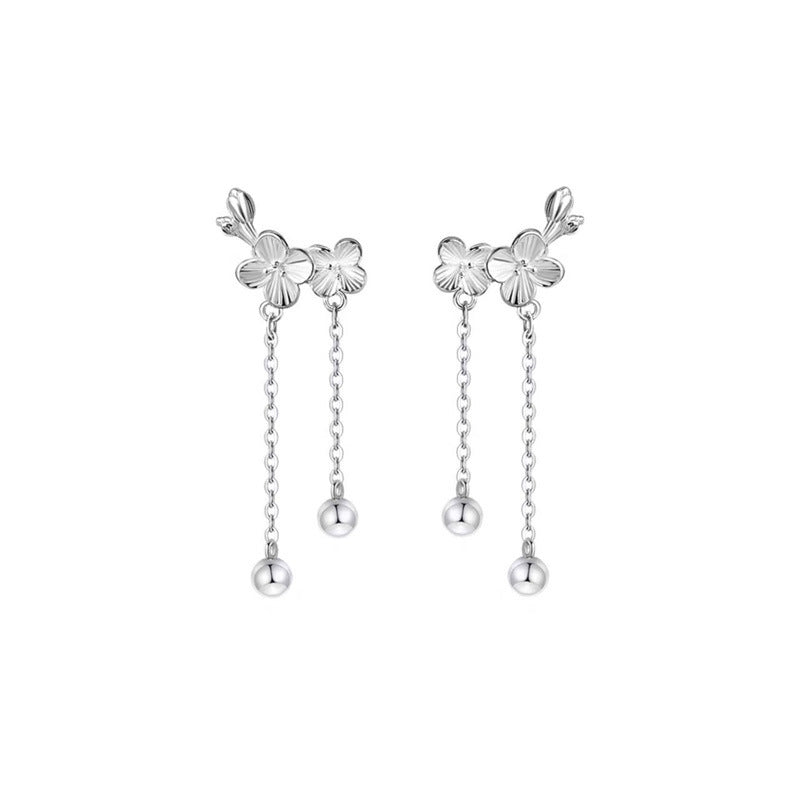 925 sterling silver flower earrings - silvery