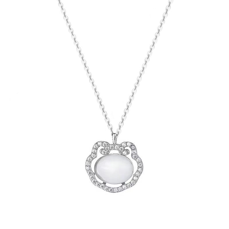 925 sterling silver chalcedony pendant necklace - silvery