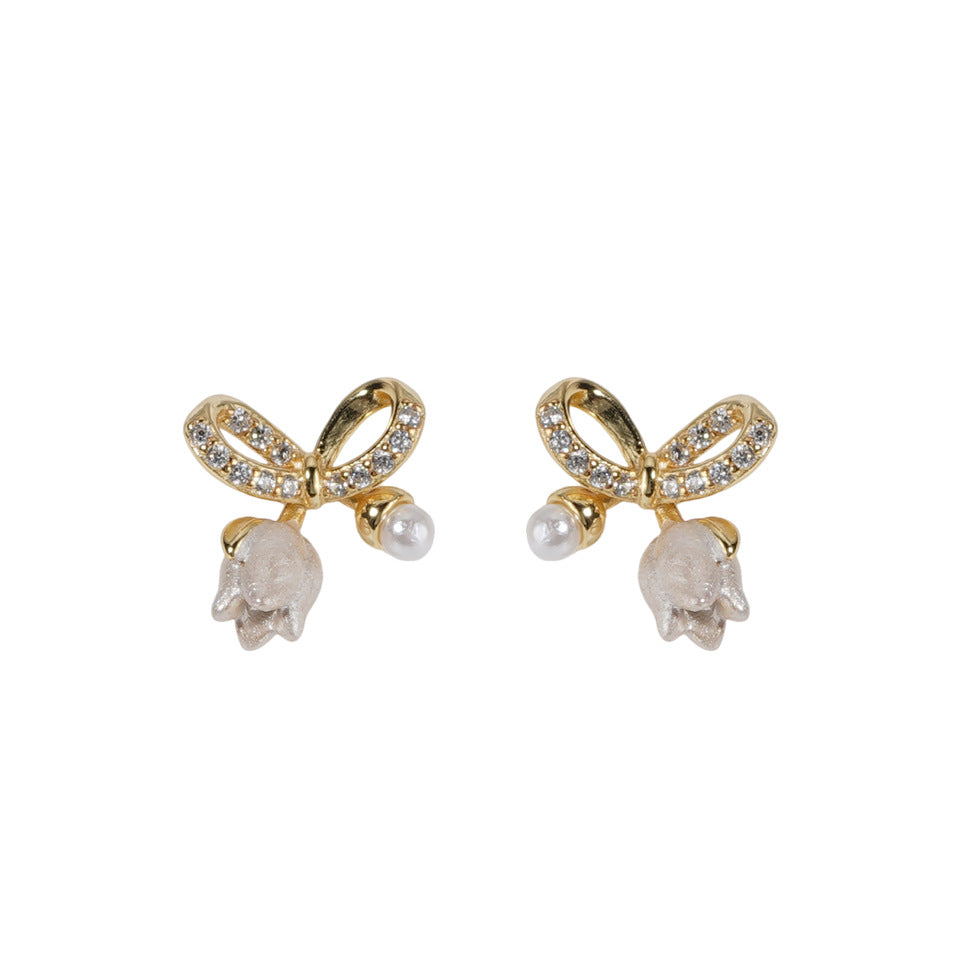 S925 sterling silver bowknot earrings