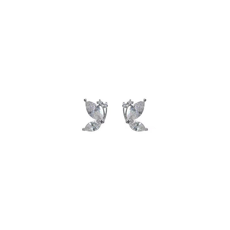 925 sterling silver butterfly earrings - silvery
