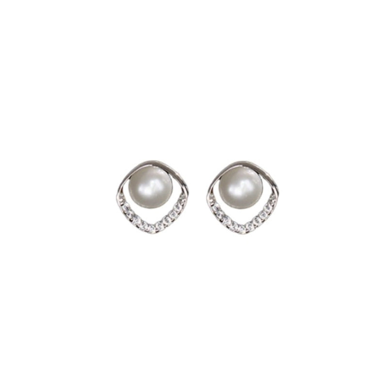 925 sterling silver pearl earrings - silvery