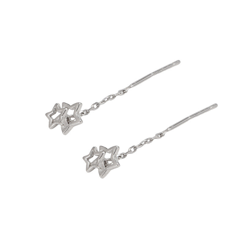 999 Silver Star Tassel Earline - Silvery