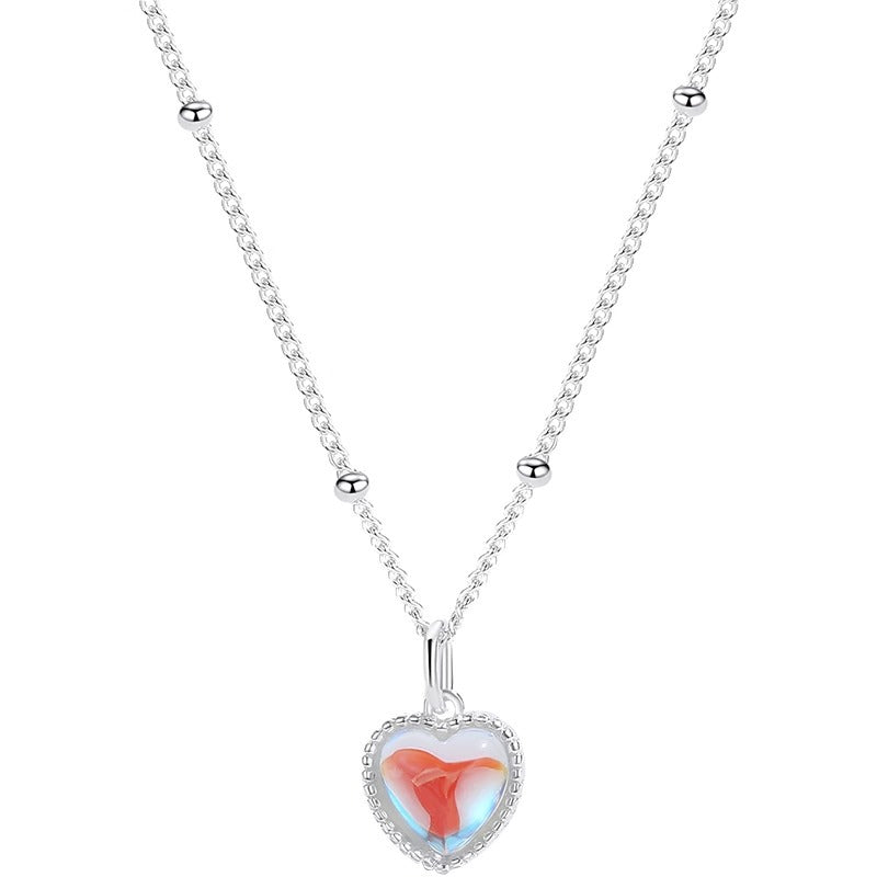 925 sterling silver heart pendant necklace - silvery