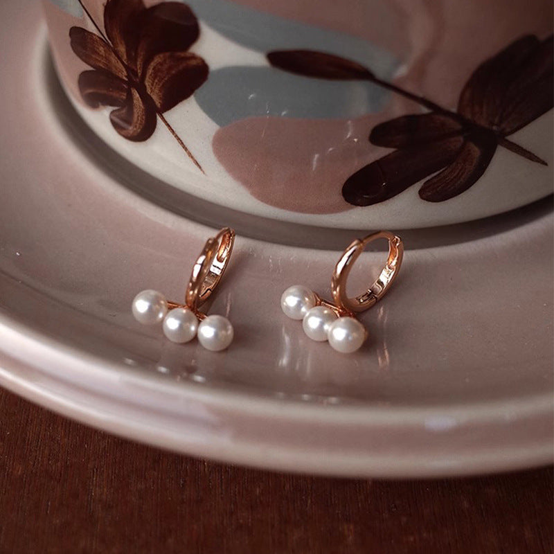 S925 pure silver imitation pearl earrings