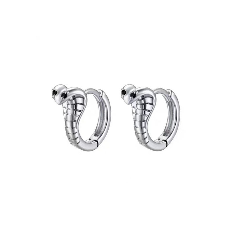 S925 sterling silver snake shaped earrings