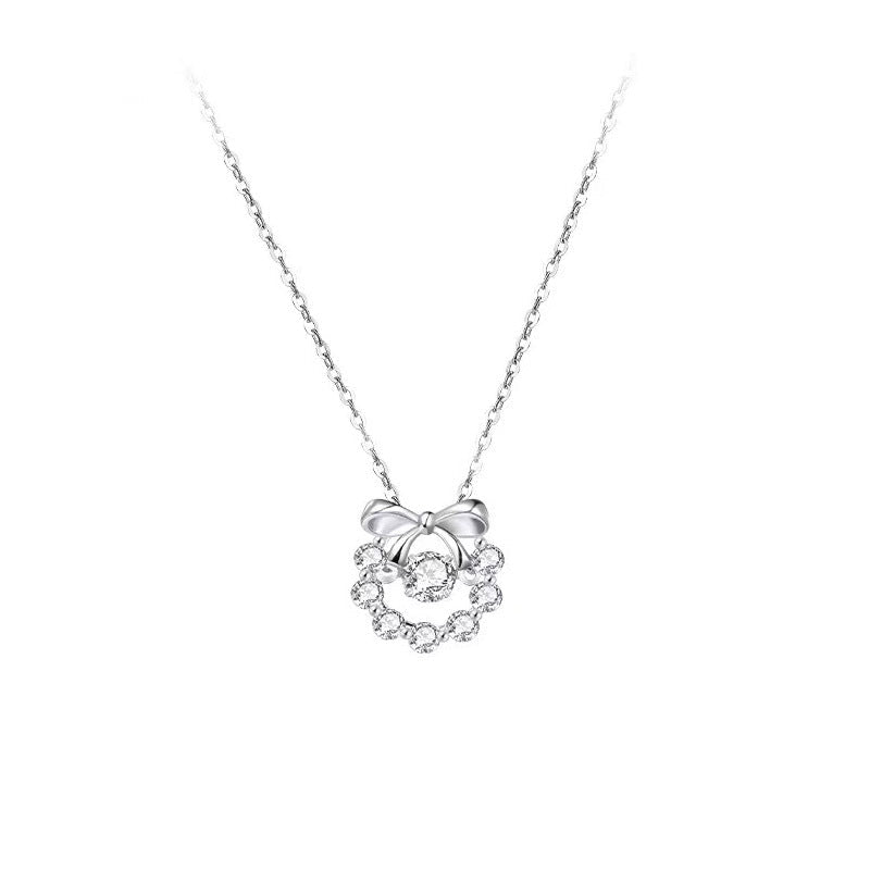S925 sterling silver sparkling pendant necklace - silvery