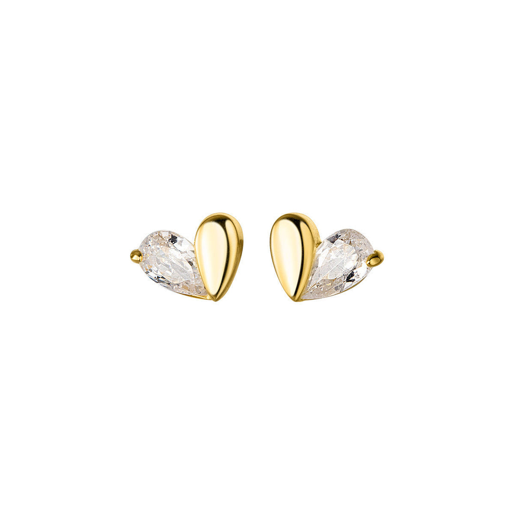925 sterling silver heart-shaped earrings - golden