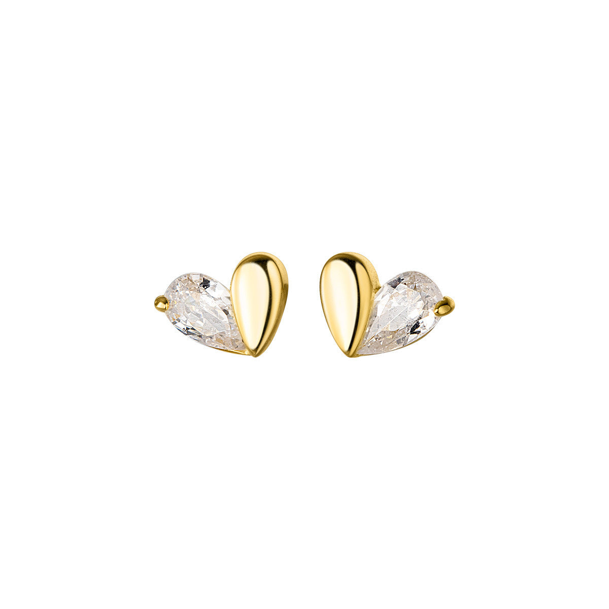 925 sterling silver heart-shaped earrings - golden