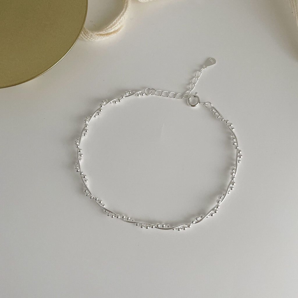S925 sterling silver double-layer winding bracelet - silvery