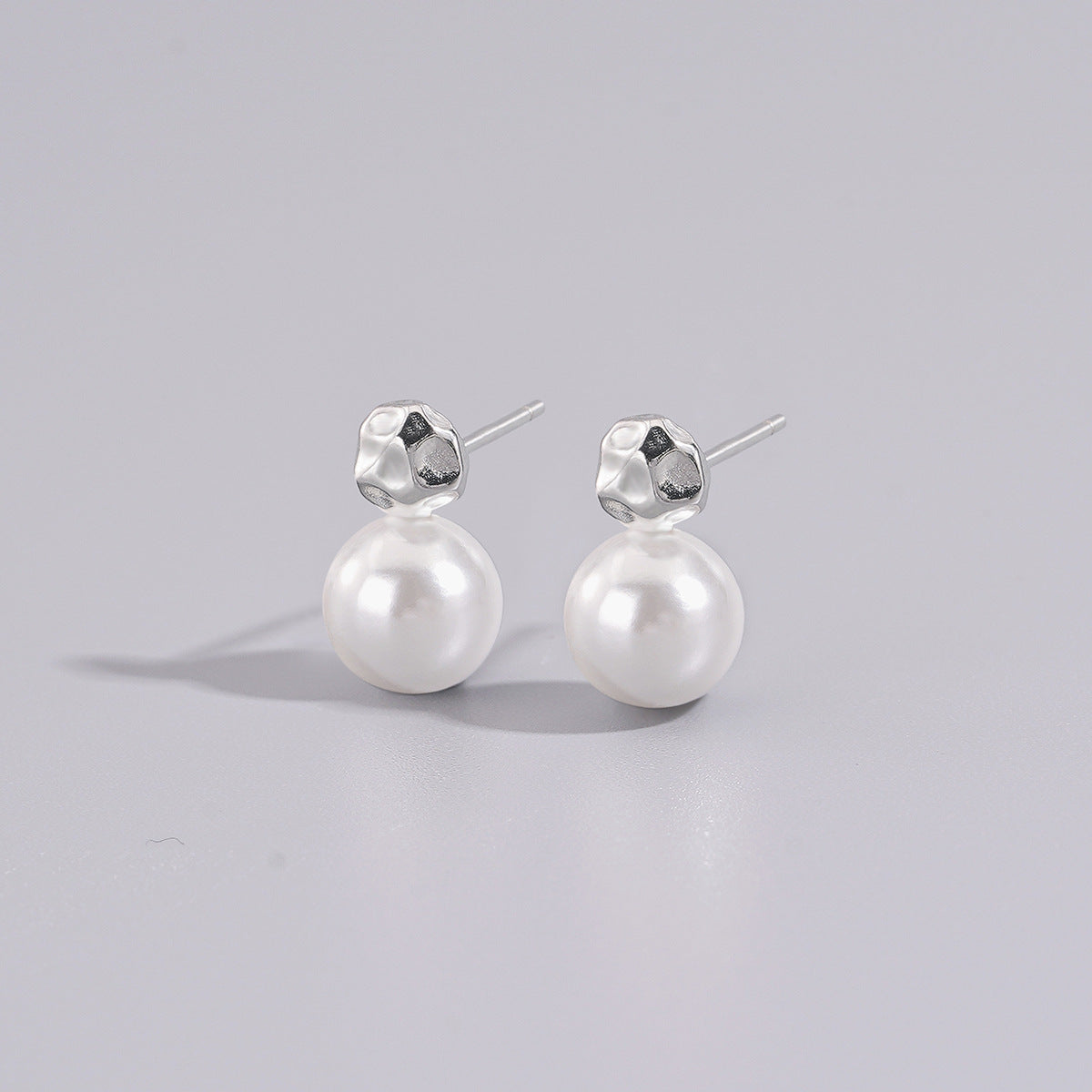 925 sterling silver pearl earrings - silvery