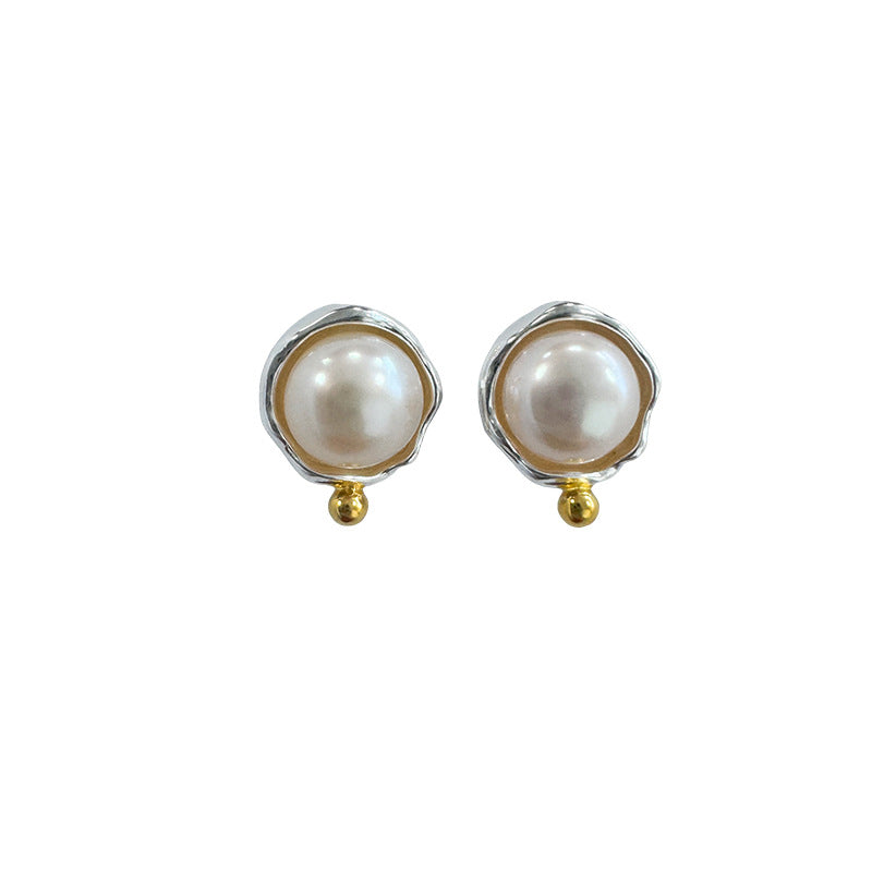 925 sterling silver freshwater pearl earrings - silvery