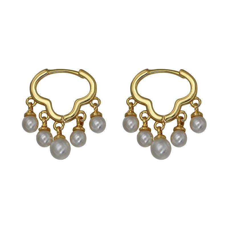 925 sterling silver imitation pearl ear buckle - golden