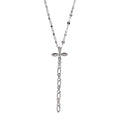 S925 sterling silver cross tassel pendant necklace - silver