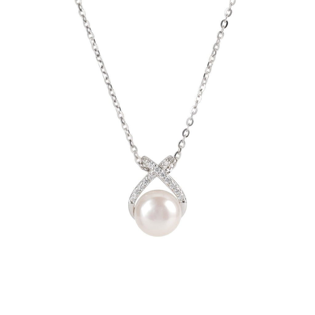 S925 Silver Freshwater Pearl Pendant Necklace - Silvery