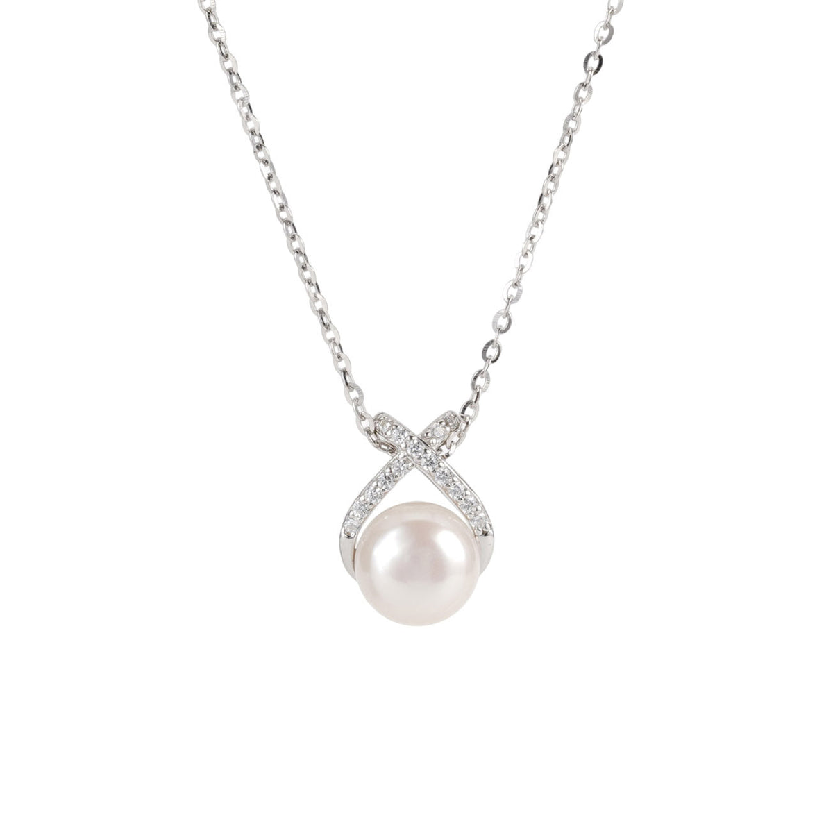S925 Silver Freshwater Pearl Pendant Necklace - Silvery