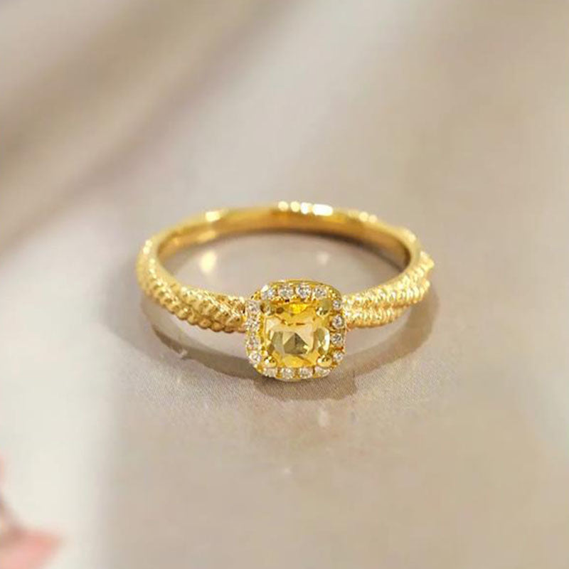 925 sterling silver sparkling zirconium ring - golden
