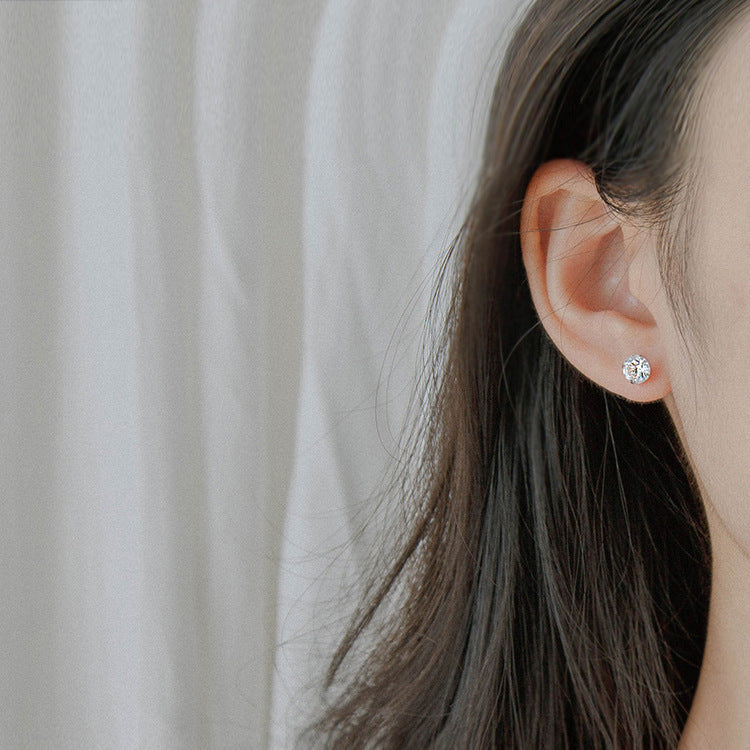 990 Silver Zircon Earrings - Silver