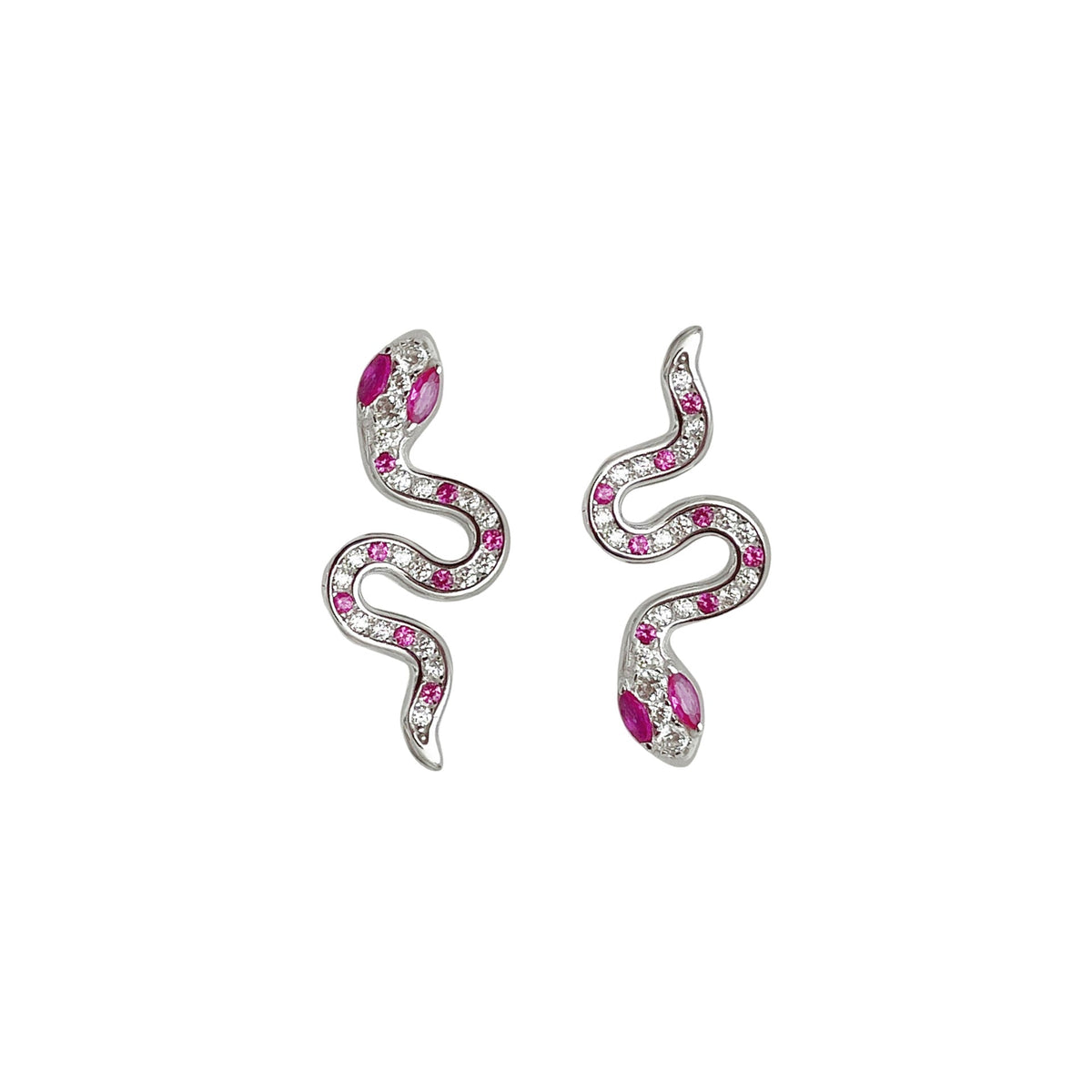 925 sterling silver snake shaped earrings - silvery