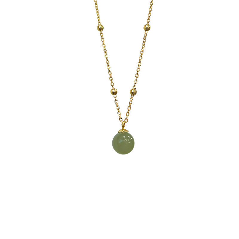 925 Sterling Silver Hotan Jade Pendant Necklace - Golden