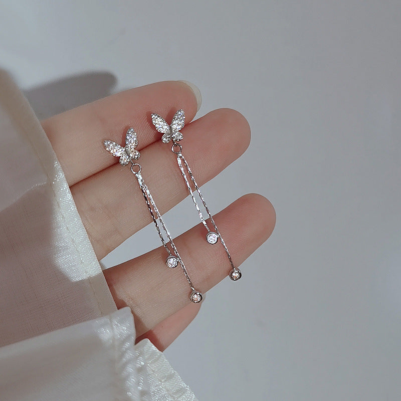925 sterling silver long earrings - silvery