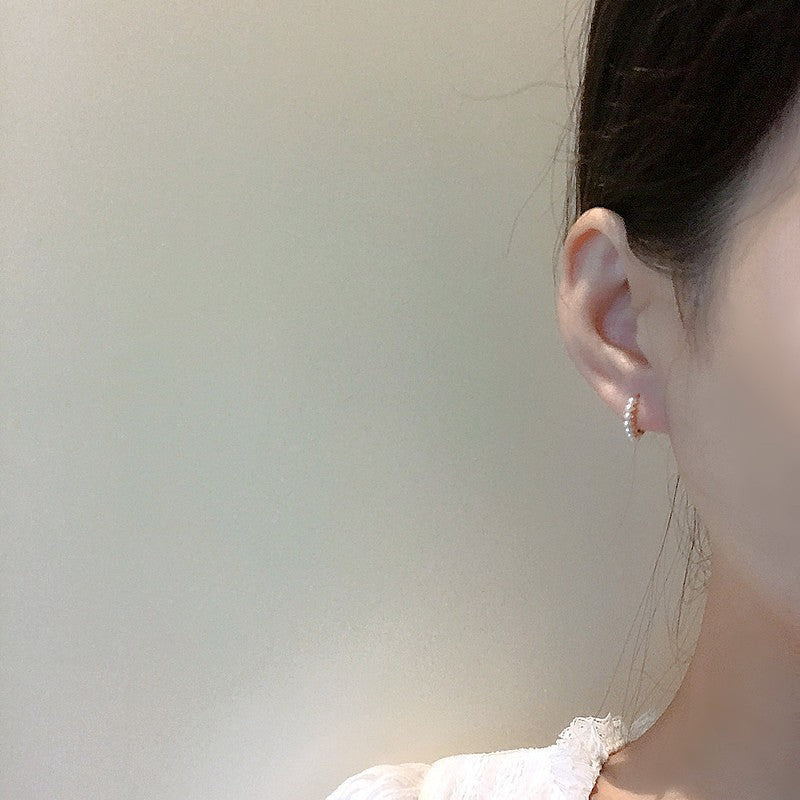 925 sterling silver imitation pearl ear buckle