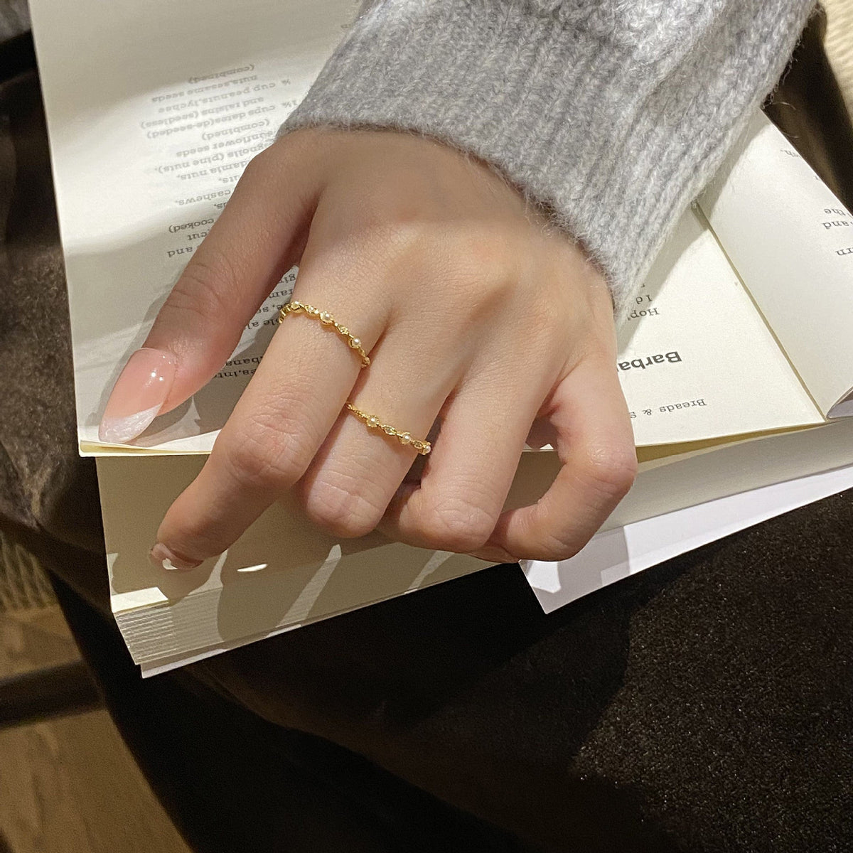 S925 pure silver small and exquisite imitation pearl women's ring