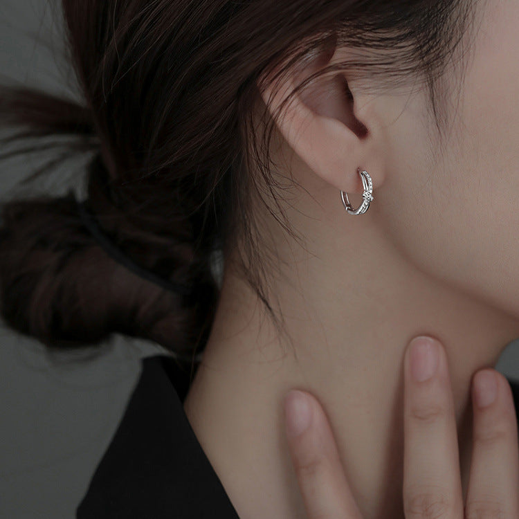 S925 sterling silver ear buckle - silvery