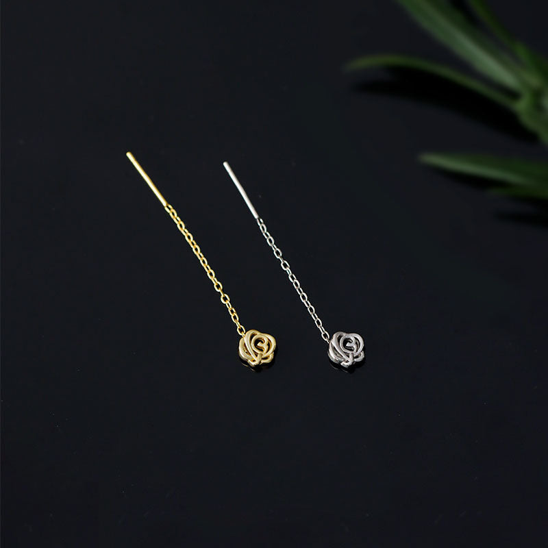 925 sterling silver rose ear string