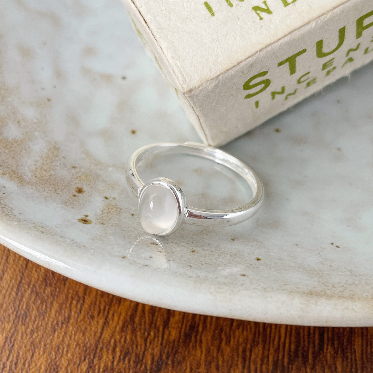925 sterling silver oval chalcedony open ring