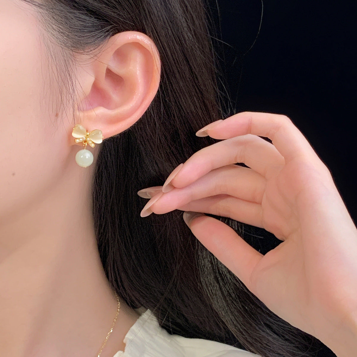 925 sterling silver bowknot earrings - golden